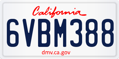 CA license plate 6VBM388