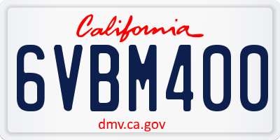 CA license plate 6VBM400