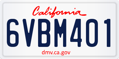 CA license plate 6VBM401
