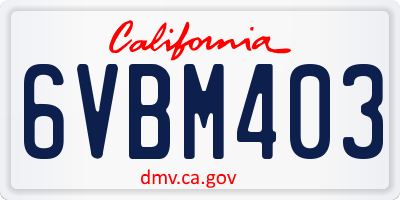 CA license plate 6VBM403