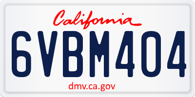 CA license plate 6VBM404