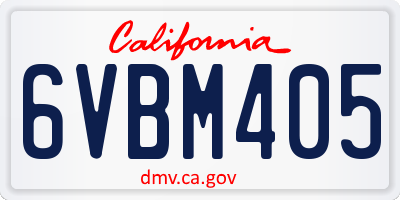 CA license plate 6VBM405