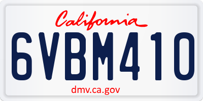 CA license plate 6VBM410