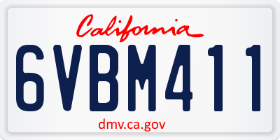 CA license plate 6VBM411