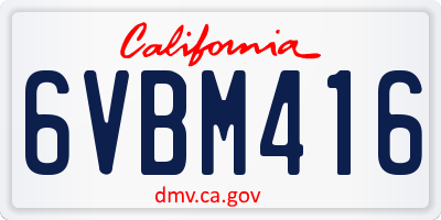 CA license plate 6VBM416