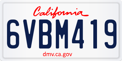 CA license plate 6VBM419