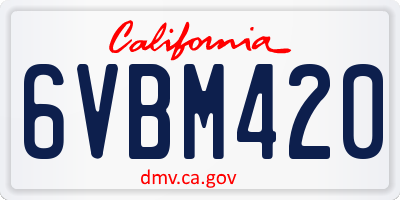 CA license plate 6VBM420