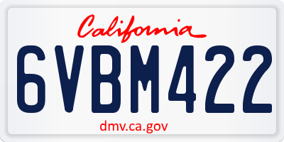 CA license plate 6VBM422