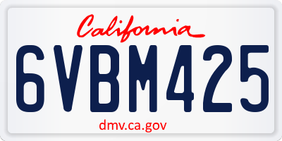 CA license plate 6VBM425