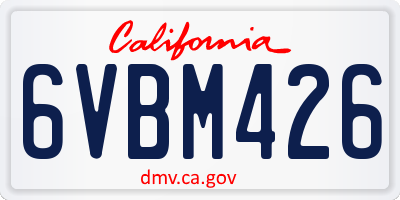 CA license plate 6VBM426