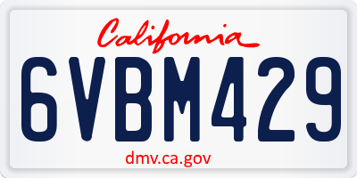 CA license plate 6VBM429