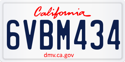 CA license plate 6VBM434