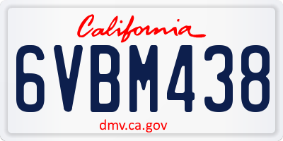 CA license plate 6VBM438