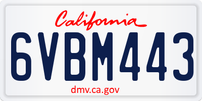 CA license plate 6VBM443