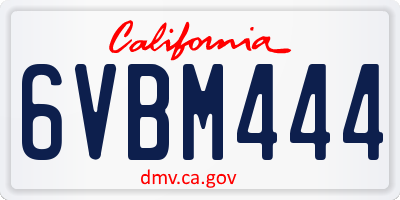 CA license plate 6VBM444