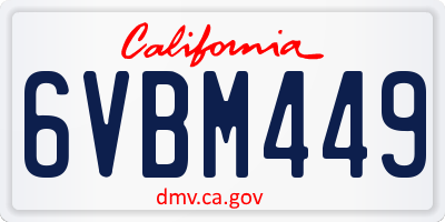 CA license plate 6VBM449