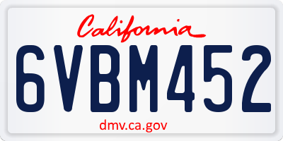 CA license plate 6VBM452