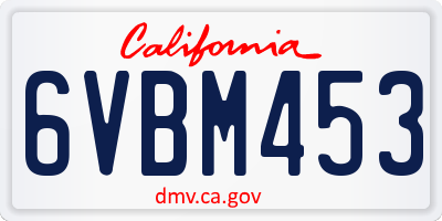 CA license plate 6VBM453
