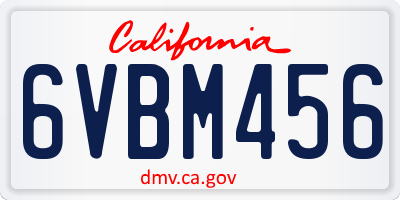CA license plate 6VBM456