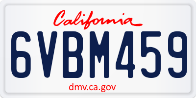 CA license plate 6VBM459