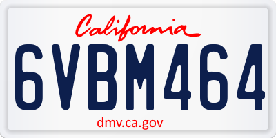 CA license plate 6VBM464