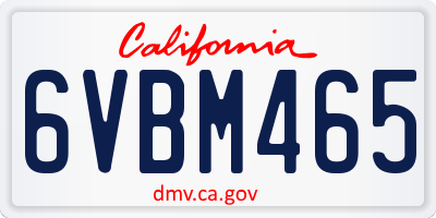 CA license plate 6VBM465