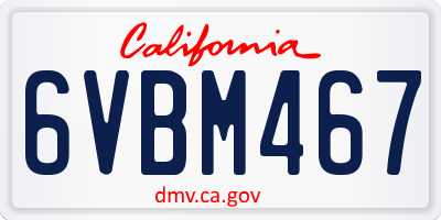 CA license plate 6VBM467