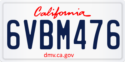 CA license plate 6VBM476