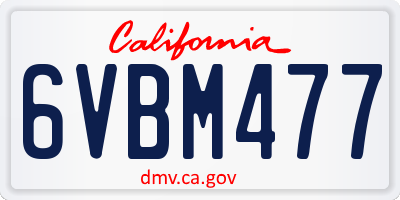 CA license plate 6VBM477