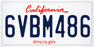 CA license plate 6VBM486