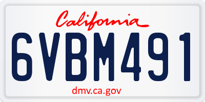 CA license plate 6VBM491
