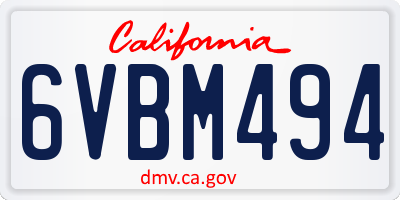 CA license plate 6VBM494