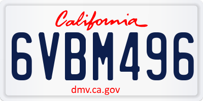 CA license plate 6VBM496