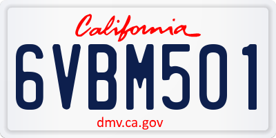 CA license plate 6VBM501