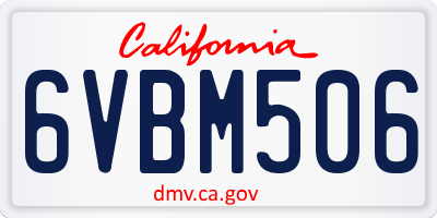 CA license plate 6VBM506