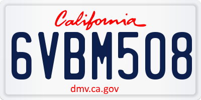 CA license plate 6VBM508