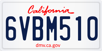 CA license plate 6VBM510