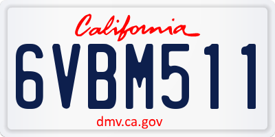 CA license plate 6VBM511