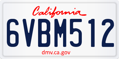 CA license plate 6VBM512