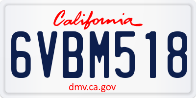 CA license plate 6VBM518