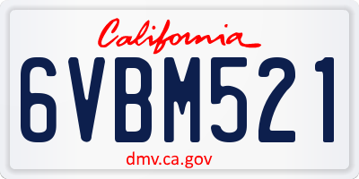 CA license plate 6VBM521