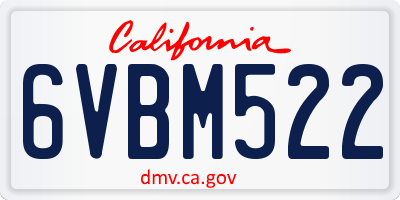 CA license plate 6VBM522
