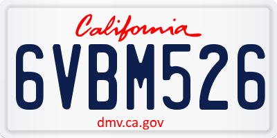 CA license plate 6VBM526