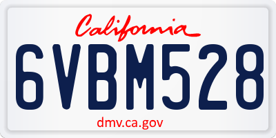 CA license plate 6VBM528