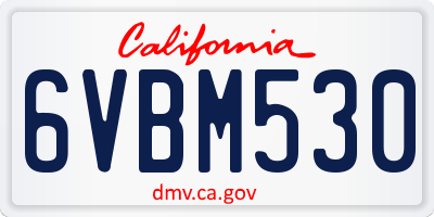 CA license plate 6VBM530