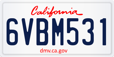 CA license plate 6VBM531