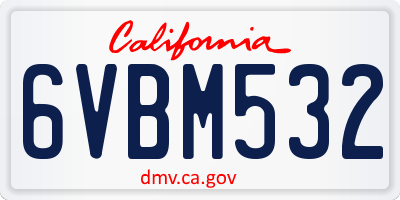 CA license plate 6VBM532