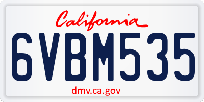 CA license plate 6VBM535