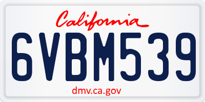 CA license plate 6VBM539