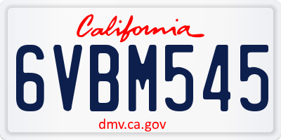 CA license plate 6VBM545